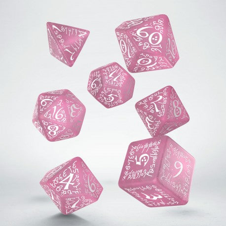Elvish Dice Set - Shimmering Pink and White