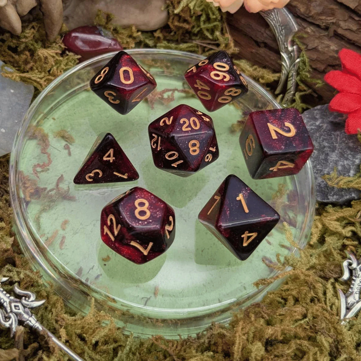 Galaxy Red and Black Dice Set