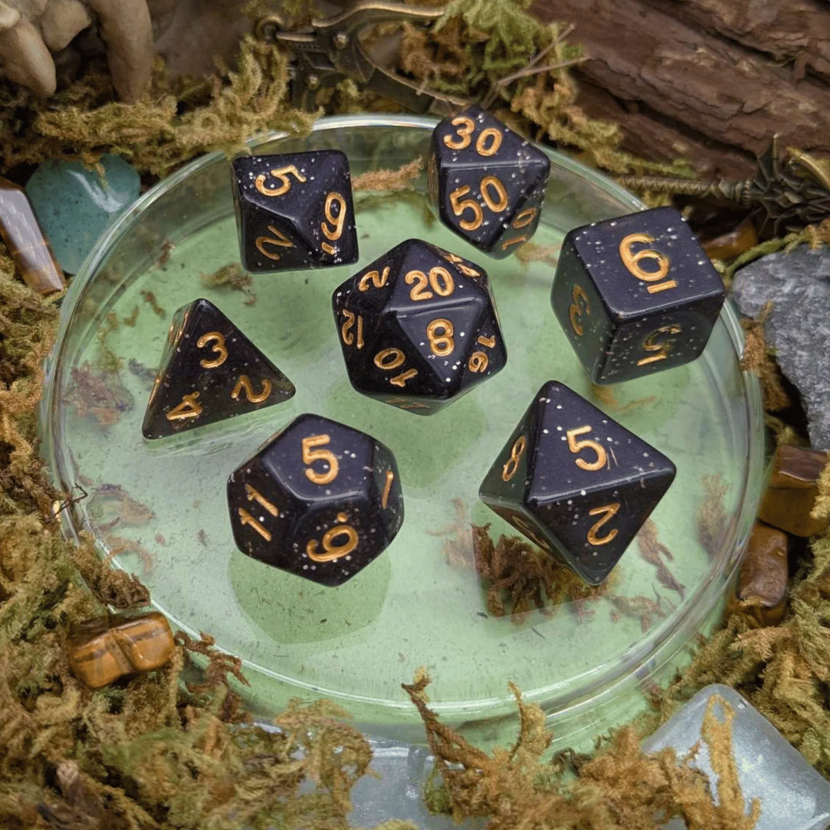 Glitter Black Dice Set