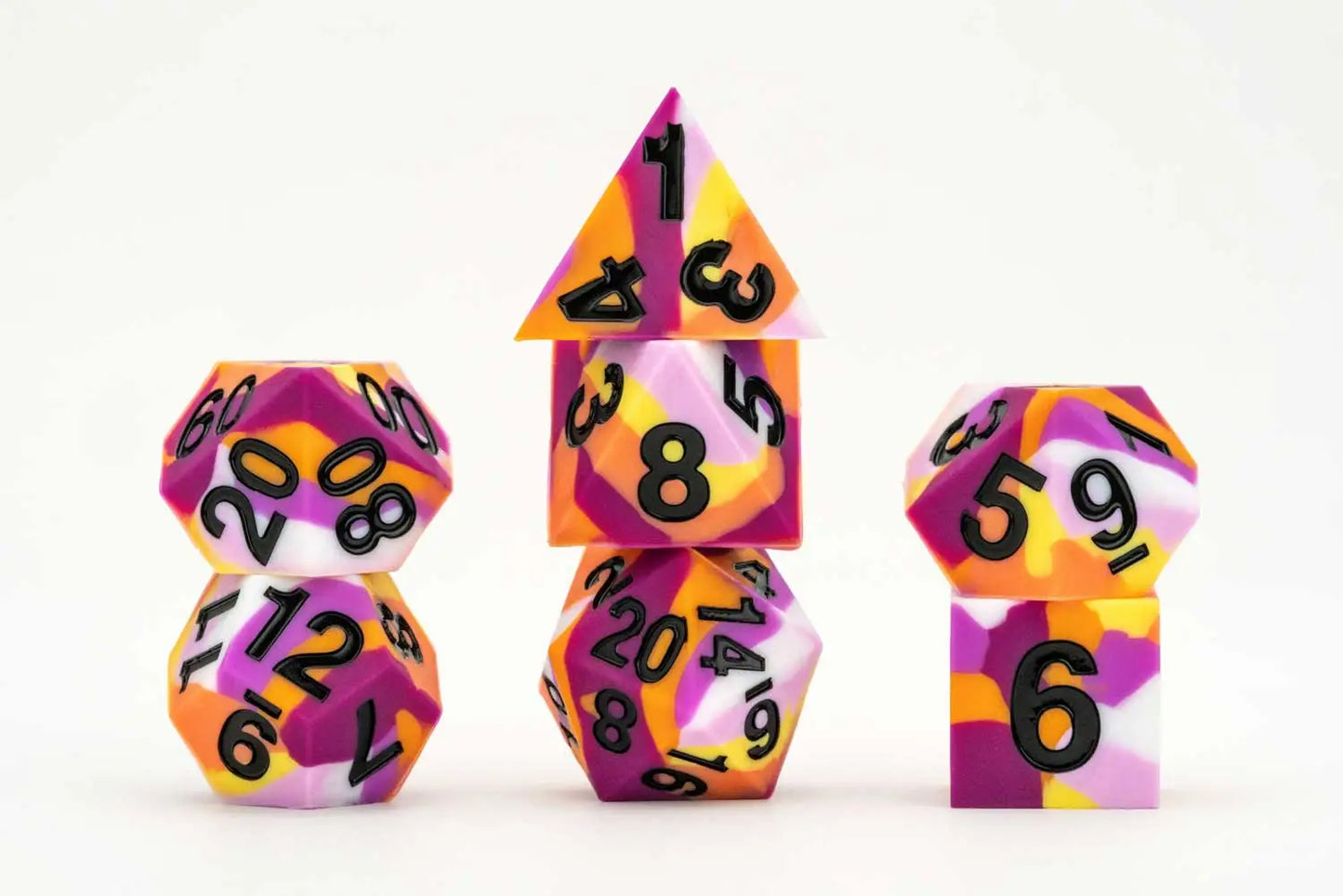 Fanroll Sharp Edge Silicone Rubber Dice Set: GAYMERS PRIDE