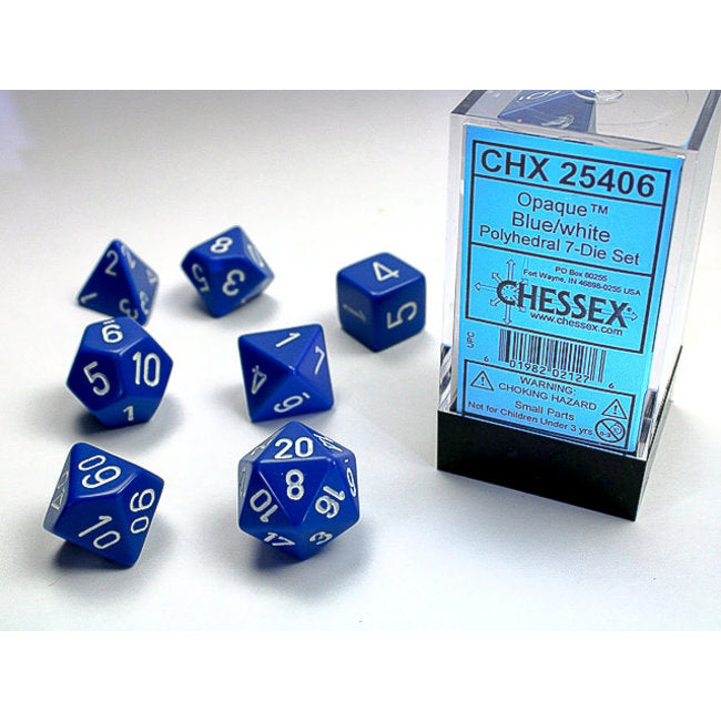Chessex 7-Die set - Opaque - Blue/White