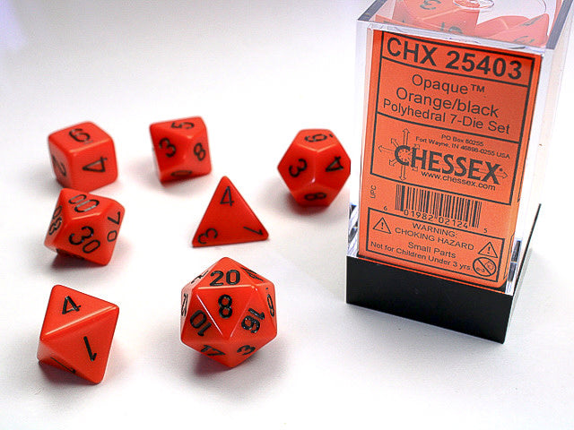Chessex 7-Die Set - Opaque - Orange/Black