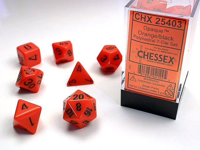 Chessex 7-Die set - Opaque - Orange/Black