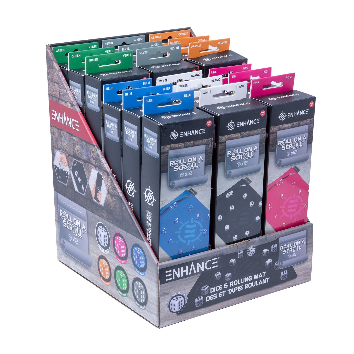 ENHANCE Tabletop Roll on a Scroll Dice Case and Acrylic Dice Set