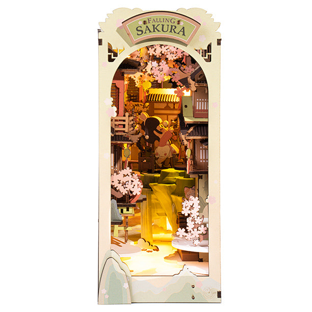 Rolife Falling Sakura Book Nook Shelf Insert DIY Miniature Kit TGB05