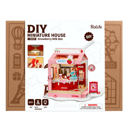 Rolife Strawberry Milk Box DIY Miniature House Kit DS034