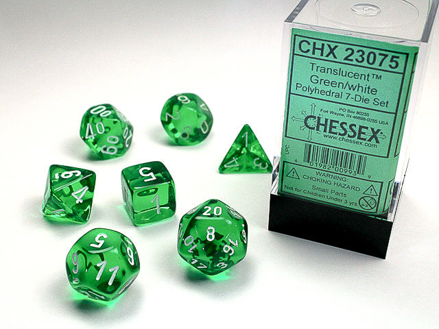 Chessex 7-Die set - Translucent - Green/White