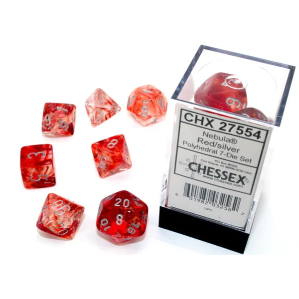 Chessex 7-Die Set - Nebula Luminary - Red/Silver