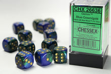 Chessex 16MM D6 Dice - Gemini  - Blue-Green/Gold
