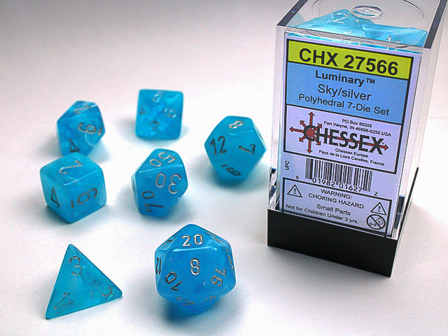 Chessex Polyhedral 7-Die Set - Luminary - Sky/Silver