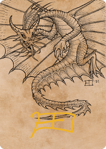 Ancient Gold Dragon Art Card (44) (Gold-Stamped Signature) [Commander Legends: Battle for Baldur's Gate Art Series]