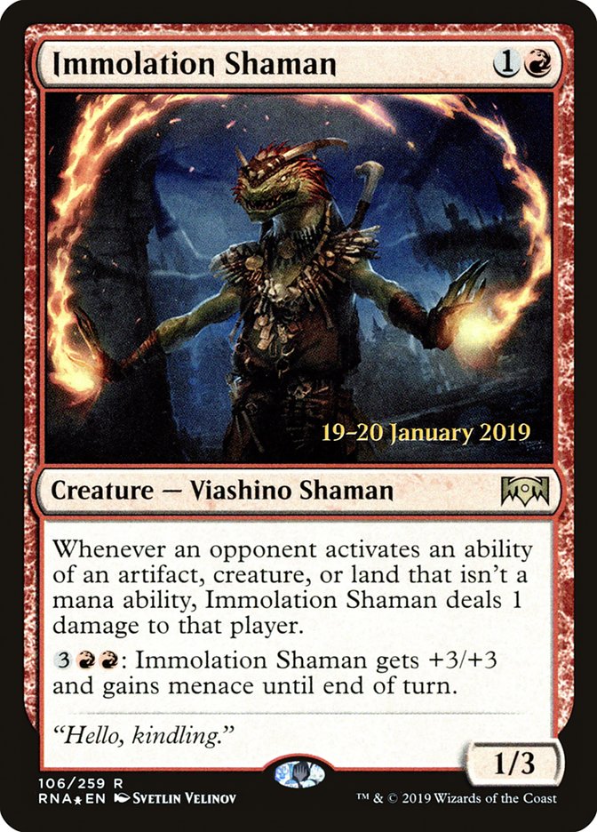 Immolation Shaman [Ravnica Allegiance Prerelease Promos] | Mothership Books and Games TX