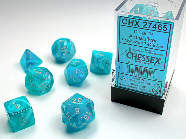 Chessex Polyhedral 7-Die set - Cirrus - Aqua/silver
