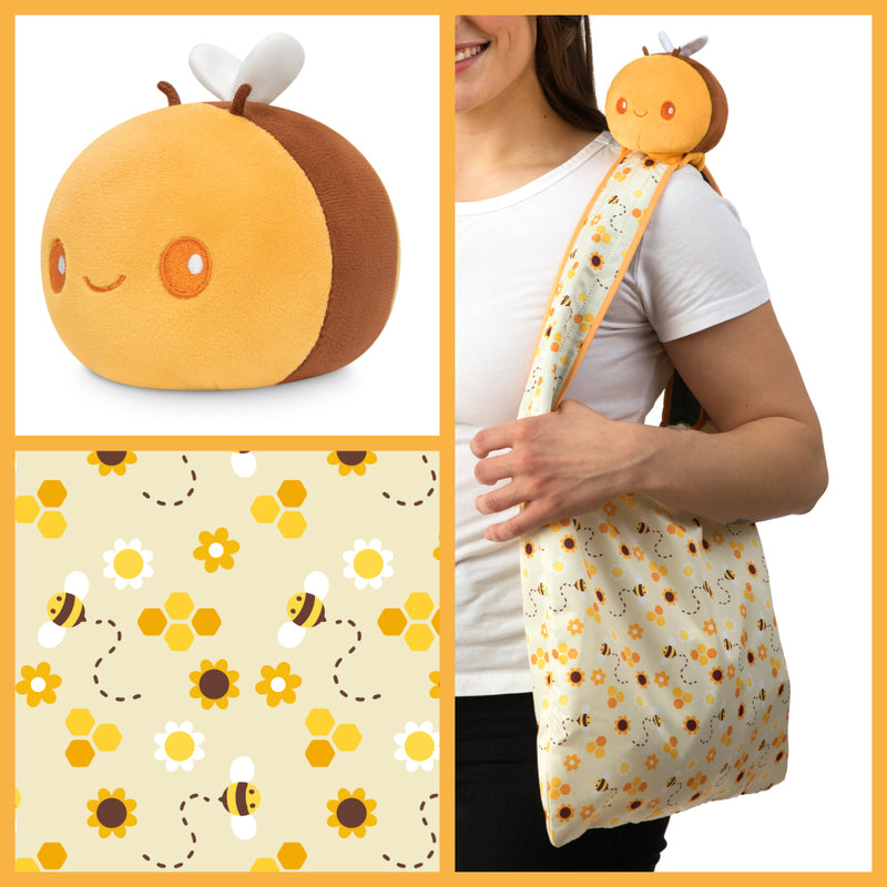 Plushie Tote Bag: Yellow Bee & Honeycomb