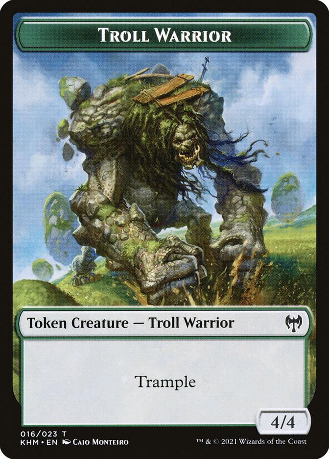 Human Warrior // Troll Warrior Double-Sided Token [Kaldheim Tokens]