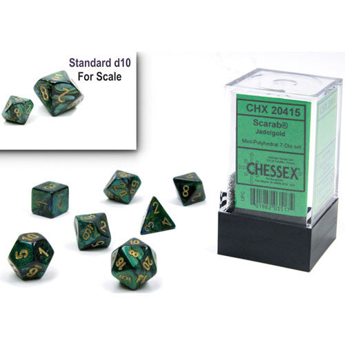 Chessex MINI 7-Die Set - Scarab - Jade/Gold