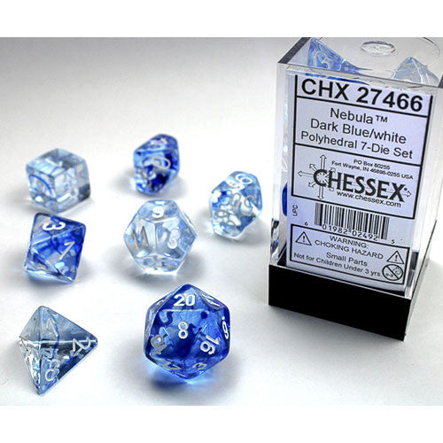 Chessex Polyhedral 7-Die set - Nebula - Dark Blue/White