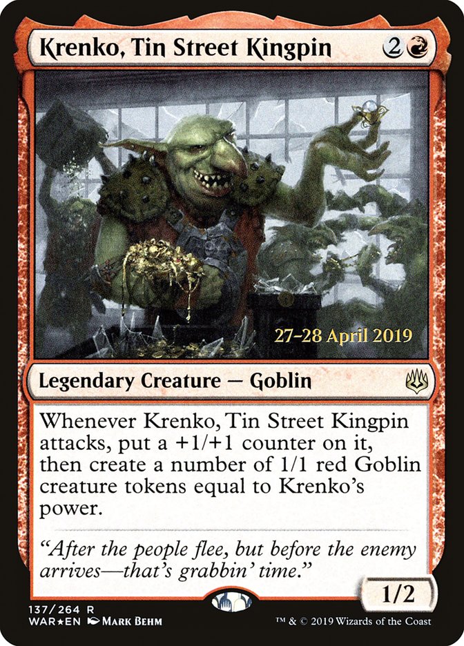 Krenko, Tin Street Kingpin [War of the Spark Prerelease Promos] | Mothership Books and Games TX